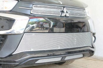 4 999 р. Защитная сетка в бампер (середина, ячейка 4х10 мм) Alfeco Премиум Mitsubishi ASX 2-ой рестайлинг (2017-2020) (Хром)  с доставкой в г. Керчь. Увеличить фотографию 2