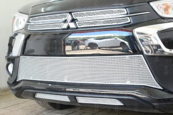 4 999 р. Защитная сетка в бампер (середина, ячейка 4х10 мм) Alfeco Премиум Mitsubishi ASX 2-ой рестайлинг (2017-2020) (Хром)  с доставкой в г. Керчь. Увеличить фотографию 3