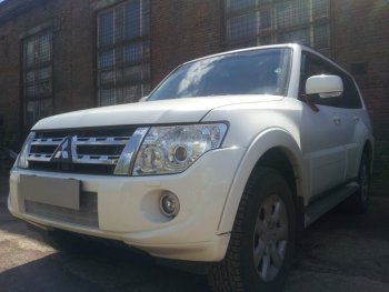 4 649 р. Защитная сетка в бампер (низ, ячейка 3х7 мм) Стрелка11 Премиум Mitsubishi Pajero 4 V80 3 дв. 1-ый рестайлинг (2011-2014) (Хром)  с доставкой в г. Керчь. Увеличить фотографию 3