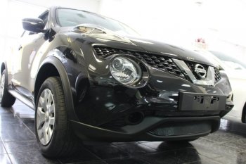 3 599 р. Защитная сетка в бампер (верх, ячейка 3х7 мм) Стрелка11 Премиум Nissan Juke 1 YF15 рестайлинг (2014-2020) (Чёрная)  с доставкой в г. Керчь. Увеличить фотографию 2