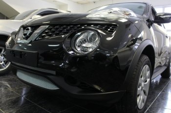 4 199 р. Защитная сетка в бампер (низ, ячейка 3х7 мм) Стрелка11 Стандарт Nissan Juke 1 YF15 рестайлинг (2014-2020) (Хром)  с доставкой в г. Керчь. Увеличить фотографию 3