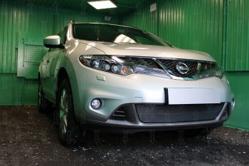 4 299 р. Защитная сетка в бампер (низ, ячейка 4х10 мм) Стрелка11 Премиум  Nissan Murano  2 Z51 (2010-2016) рестайлинг (Чёрная)  с доставкой в г. Керчь. Увеличить фотографию 3
