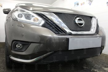 4 399 р. Защитная сетка в бампер (низ, ячейка 4х10 мм) Стрелка11 Премиум Nissan Murano 3 Z52 дорестайлинг (2015-2022) (Чёрная)  с доставкой в г. Керчь. Увеличить фотографию 4