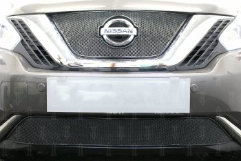 Защитная сетка в бампер (низ, ячейка 4х10 мм) Стрелка11 Премиум Nissan Murano 3 Z52 дорестайлинг (2015-2022) (Чёрная)