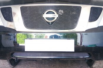Защитная сетка в бампер (низ, ячейка 4х10 мм) Стрелка11 Премиум Nissan Patrol  6 (2010-2014) Y62 дорестайлинг (Чёрная)