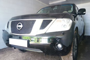 4 299 р. Защитная сетка в бампер (низ, ячейка 4х10 мм) Стрелка11 Премиум  Nissan Patrol  6 (2010-2014) Y62 дорестайлинг (Чёрная)  с доставкой в г. Керчь. Увеличить фотографию 4