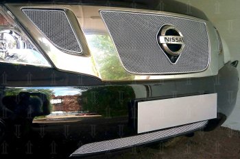 Защитная сетка в бампер (низ, ячейка 4х10 мм) Стрелка11 Премиум Nissan Patrol  6 (2010-2014) Y62 дорестайлинг (Хром)