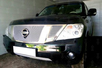 4 299 р. Защитная сетка в бампер (низ, ячейка 4х10 мм) Стрелка11 Премиум  Nissan Patrol  6 (2010-2014) Y62 дорестайлинг (Хром)  с доставкой в г. Керчь. Увеличить фотографию 4