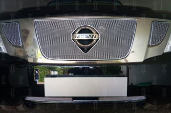 Защитная сетка в бампер (низ, с FCW, ячейка 4х10 мм) Стрелка11 Премиум Nissan Patrol  6 (2010-2014) Y62 дорестайлинг (Хром)