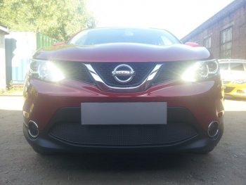 4 399 р. Защитная сетка в бампер (низ, ячейка 4х10 мм) Стрелка11 Премиум Nissan Qashqai 2 J11 дорестайлинг (2013-2019) (Чёрная)  с доставкой в г. Керчь. Увеличить фотографию 3