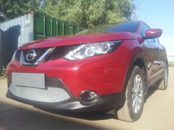4 499 р. Защитная сетка в бампер (низ, ячейка 4х10 мм) Стрелка11 Премиум Nissan Qashqai 2 J11 дорестайлинг (2013-2019) (Хром)  с доставкой в г. Керчь. Увеличить фотографию 4