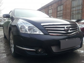 4 299 р. Защитная сетка в бампер (низ, ячейка 4х10 мм) Стрелка11 Премиум  Nissan Teana  2 J32 (2008-2014) дорестайлинг, рестайлинг (Хром)  с доставкой в г. Керчь. Увеличить фотографию 2