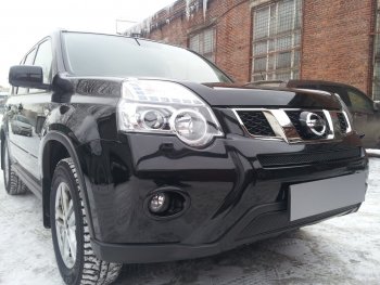 4 299 р. Защитная сетка в бампер (низ, ячейка 4х10 мм) Стрелка11 Премиум  Nissan X-trail  2 T31 (2010-2015) рестайлинг (Чёрная)  с доставкой в г. Керчь. Увеличить фотографию 4