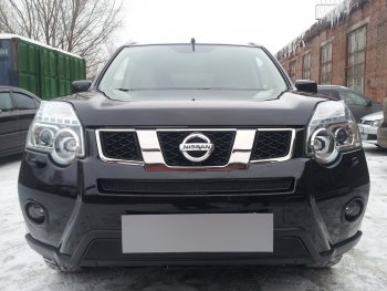 4 299 р. Защитная сетка в бампер (низ, ячейка 4х10 мм) Стрелка11 Премиум  Nissan X-trail  2 T31 (2010-2015) рестайлинг (Чёрная)  с доставкой в г. Керчь. Увеличить фотографию 3