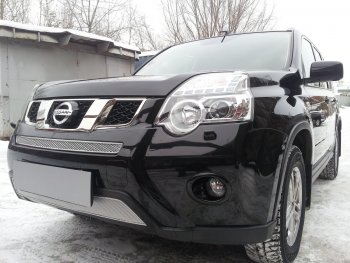 4 549 р. Защитная сетка в бампер (низ, ячейка 4х10 мм) Стрелка11 Премиум Nissan X-trail 2 T31 рестайлинг (2010-2015) (Хром)  с доставкой в г. Керчь. Увеличить фотографию 3