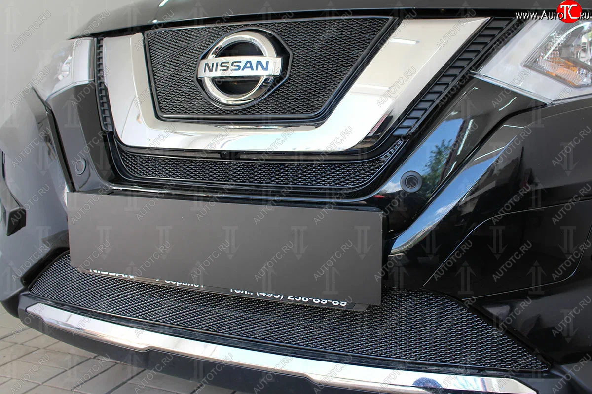 4 199 р. Защитная сетка в бампер (низ, ячейка 4х10 мм) Стрелка11 Премиум Nissan X-trail 3 T32 рестайлинг (2017-2022) (Чёрная)  с доставкой в г. Керчь