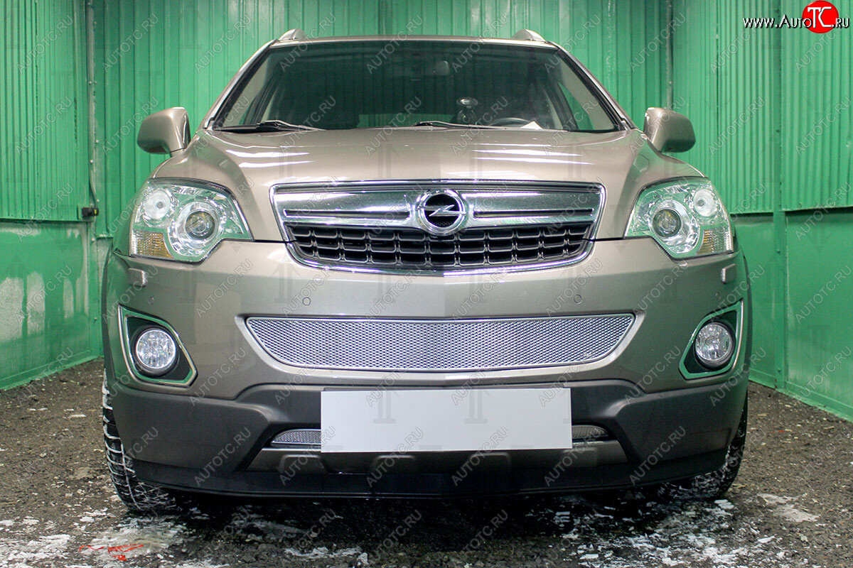 3 899 р. Защитная сетка в бампер (низ, ячейка 4х10 мм) Стрелка11 Премиум Opel Antara рестайлинг (2010-2015) (Хром)  с доставкой в г. Керчь