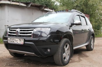 4 299 р. Защитная сетка в бампер (низ, ячейка 4х10 мм) Стрелка11 Премиум  Renault Duster  HS (2010-2015) дорестайлинг (Чёрная)  с доставкой в г. Керчь. Увеличить фотографию 2