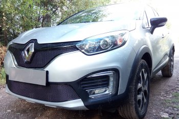4 649 р. Защитная сетка в бампер (низ, ячейка 4х10 мм) Стрелка11 Премиум Renault Kaptur дорестайлинг (2016-2020) (Чёрная)  с доставкой в г. Керчь. Увеличить фотографию 2