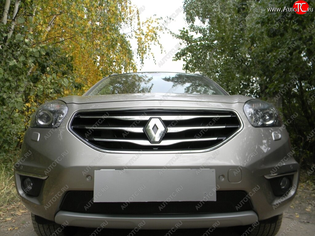 4 299 р. Защитная сетка в бампер (низ, ячейка 4х10 мм) Стрелка11 Премиум Renault Koleos 1 Phase 2 (2011-2013) (Чёрная)  с доставкой в г. Керчь