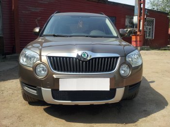 4 299 р. Защитная сетка в бампер (низ, ячейка 4х10 мм) Стрелка11 Премиум  Skoda Yeti (2009-2013) (Чёрная)  с доставкой в г. Керчь. Увеличить фотографию 3