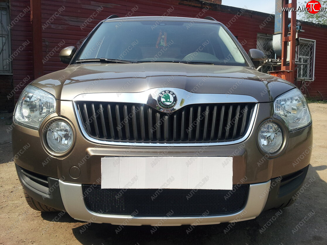 4 299 р. Защитная сетка в бампер (низ, ячейка 4х10 мм) Стрелка11 Премиум  Skoda Yeti (2009-2013) (Чёрная)  с доставкой в г. Керчь