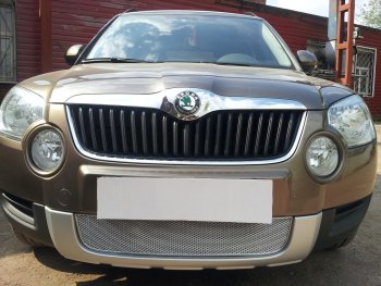 4 299 р. Защитная сетка в бампер (низ, ячейка 4х10 мм) Стрелка11 Премиум Skoda Yeti (2009-2013) (Хром)  с доставкой в г. Керчь. Увеличить фотографию 2