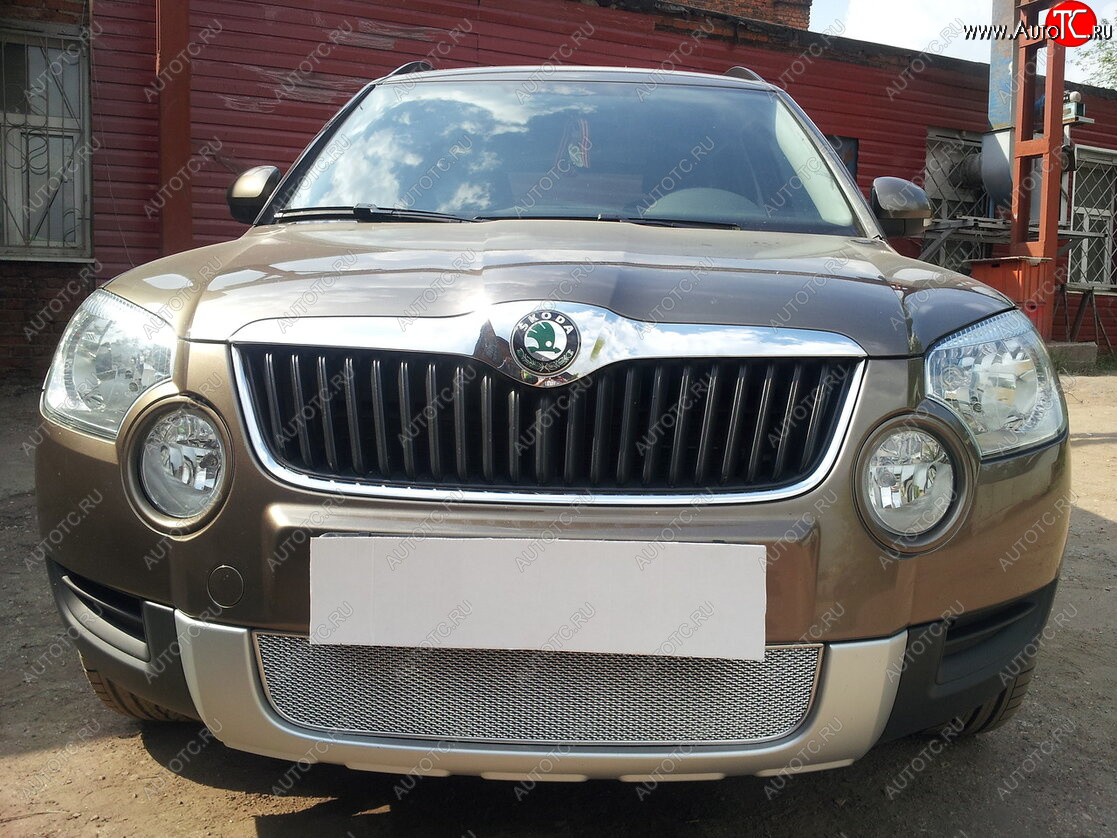 4 299 р. Защитная сетка в бампер (низ, ячейка 4х10 мм) Стрелка11 Премиум Skoda Yeti (2009-2013) (Хром)  с доставкой в г. Керчь