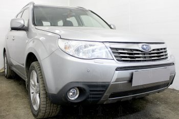 3 899 р. Защитная сетка в бампер (низ, ячейка 4х10 мм) Стрелка11 Премиум Subaru Forester SH (2008-2013) (Чёрная)  с доставкой в г. Керчь. Увеличить фотографию 4