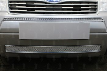 4 099 р. Защитная сетка в бампер (низ, ячейка 4х10 мм) Стрелка11 Премиум Subaru Forester SH (2008-2013) (Хром)  с доставкой в г. Керчь. Увеличить фотографию 2