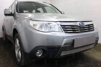 4 099 р. Защитная сетка в бампер (низ, ячейка 4х10 мм) Стрелка11 Премиум Subaru Forester SH (2008-2013) (Хром)  с доставкой в г. Керчь. Увеличить фотографию 4