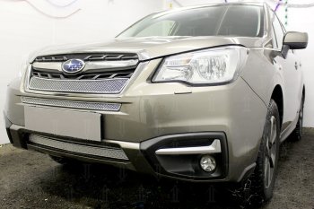 3 899 р. Защитная сетка в бампер (середина, ячейка 4х10 мм) Стрелка11 Премиум Subaru Forester SJ рестайлинг (2016-2019) (Хром)  с доставкой в г. Керчь. Увеличить фотографию 3