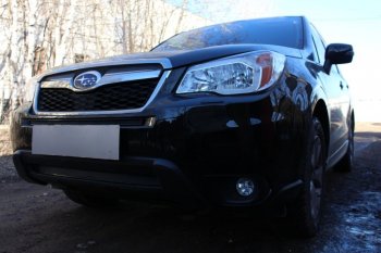 3 599 р. Защитная сетка в бампер (низ, ячейка 4х10 мм) Стрелка11 Премиум Subaru Forester SJ дорестайлинг (2012-2016) (Чёрная)  с доставкой в г. Керчь. Увеличить фотографию 3
