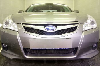Защитная сетка в бампер (низ, ячейка 4х10 мм) Стрелка11 Премиум Subaru Legacy BM/B14 дорестайлинг седан (2009-2013) (Чёрная)