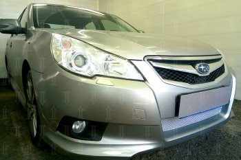4 299 р. Защитная сетка в бампер (низ, ячейка 4х10 мм) Стрелка11 Премиум Subaru Legacy BM/B14 дорестайлинг седан (2009-2013) (Хром)  с доставкой в г. Керчь. Увеличить фотографию 3