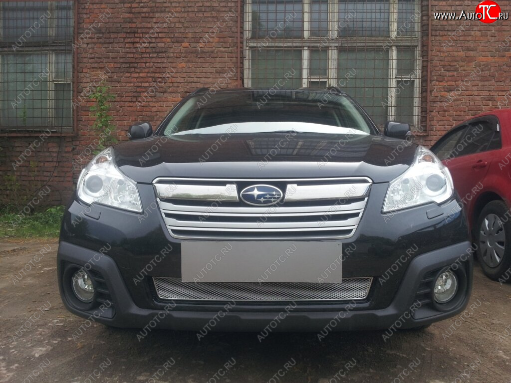 4 299 р. Защитная сетка в бампер (низ, ячейка 4х10 мм) Стрелка11 Премиум  Subaru Outback  BR, (2012-2015) B14)  рестайлинг универсал (Хром)  с доставкой в г. Керчь