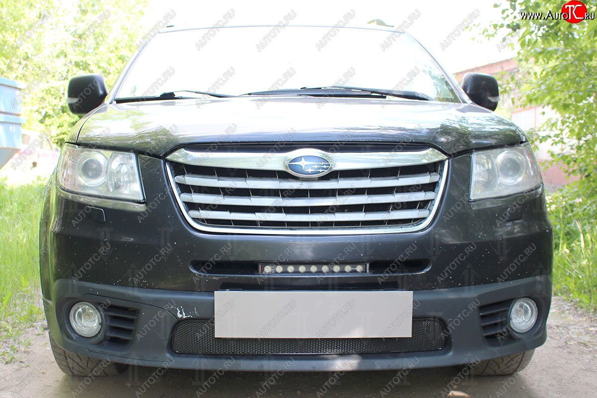 3 899 р. Защитная сетка в бампер (низ, ячейка 4х10 мм) Стрелка11 Премиум  Subaru Tribeca (2008-2014) (Чёрная)  с доставкой в г. Керчь