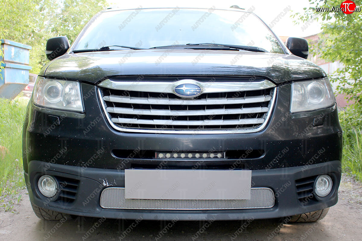 4 099 р. Защитная сетка в бампер (низ, ячейка 4х10 мм) Стрелка11 Премиум  Subaru Tribeca (2008-2014) (Хром)  с доставкой в г. Керчь