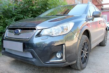 Защитная сетка в бампер (низ, ячейка 4х10 мм) Стрелка11 Премиум Subaru XV GP/G33 рестайлинг (2016-2017) (Хром)