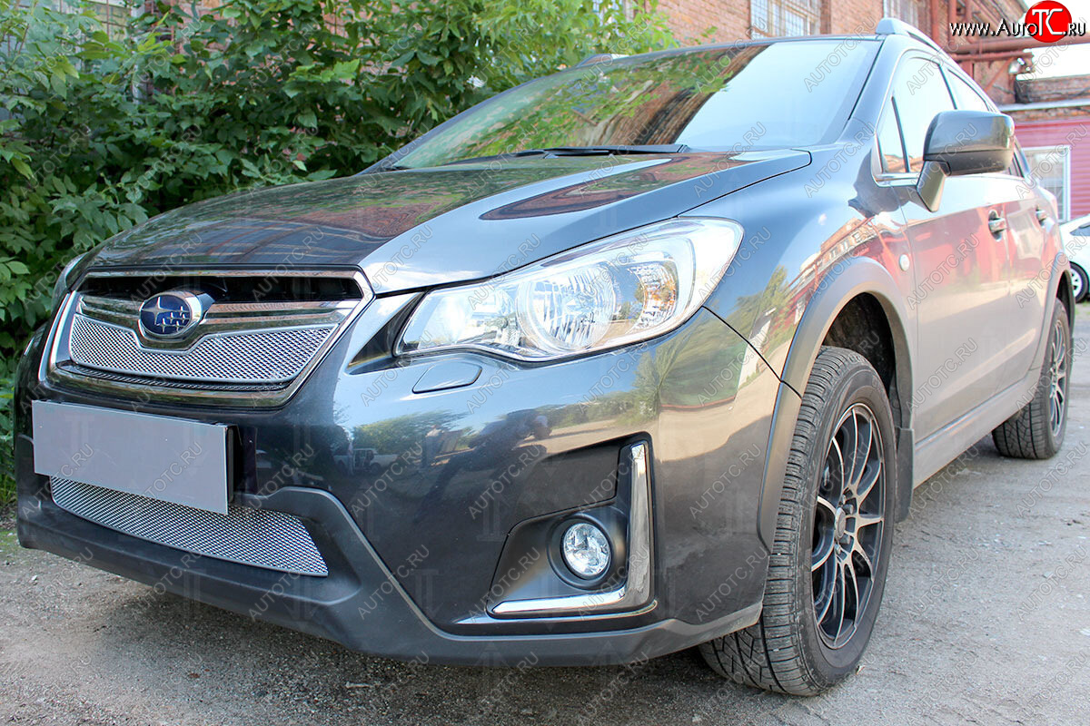 4 299 р. Защитная сетка в бампер (низ, ячейка 4х10 мм) Стрелка11 Премиум Subaru XV GP/G33 рестайлинг (2016-2017) (Хром)  с доставкой в г. Керчь