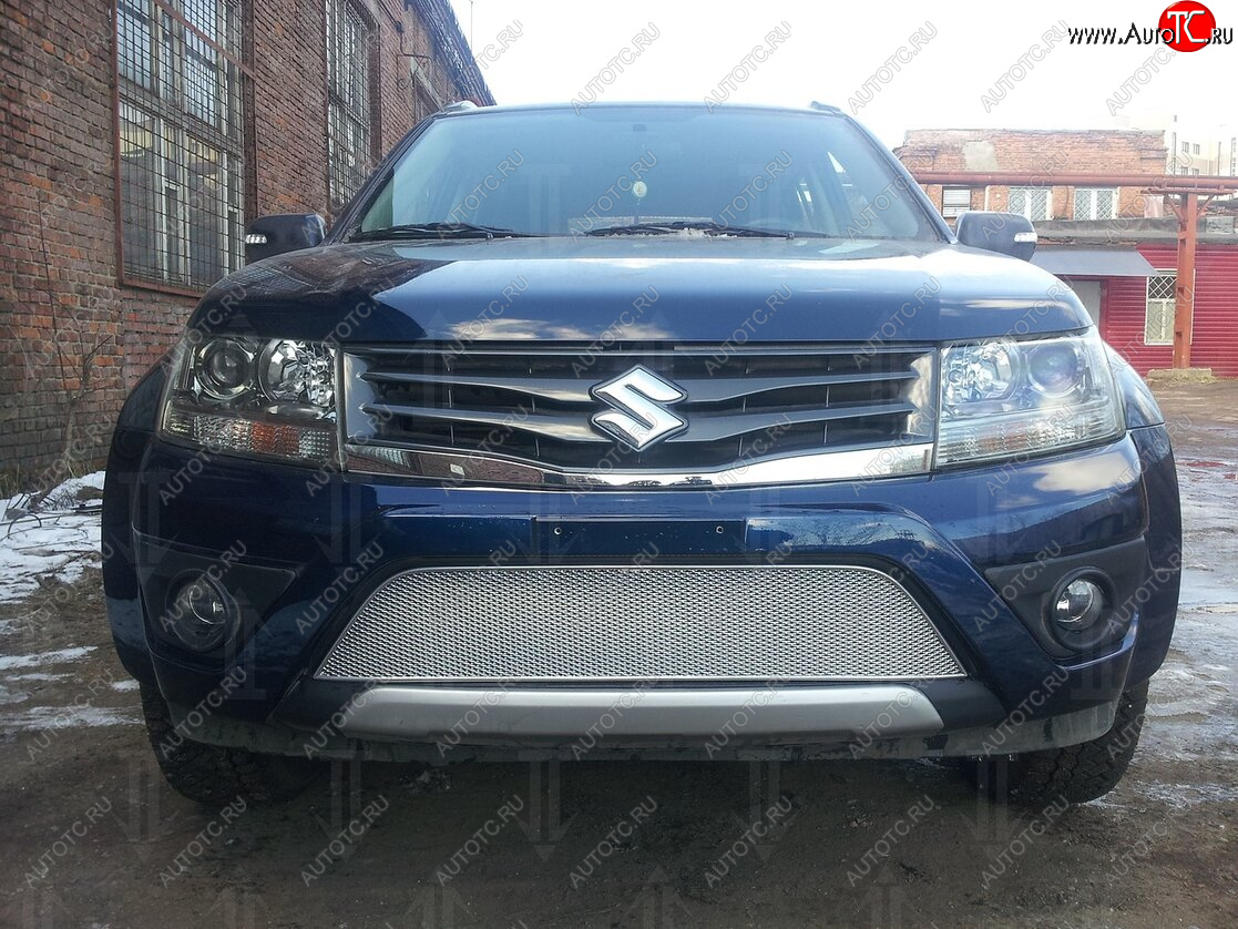 4 299 р. Защитная сетка в бампер (низ, ячейка 4х10 мм) Стрелка11 Премиум Suzuki Grand Vitara JT 3 двери 2-ой рестайлинг (2012-2016) (Хром)  с доставкой в г. Керчь