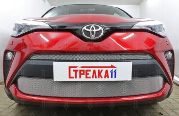 5 599 р. Защитная сетка в бампер (низ, ячейка 4х10 мм) Стрелка11 Премиум  Toyota C-HR  NGX10, ZGX10 (2019-2025) рестайлинг (Хром)  с доставкой в г. Керчь. Увеличить фотографию 2
