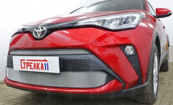 Защитная сетка в бампер (низ, ячейка 4х10 мм) Стрелка11 Премиум Toyota C-HR  NGX10, ZGX10 (2019-2025) рестайлинг (Хром)