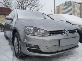 4 299 р. Защитная сетка в бампер (низ, ячейка 4х10 мм) Стрелка11 Премиум Volkswagen Golf 7 дорестайлинг, хэтчбэк 5 дв. (2012-2017) (Хром)  с доставкой в г. Керчь. Увеличить фотографию 3
