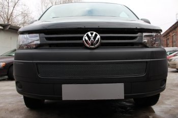 Защитная сетка в бампер (низ, ячейка 4х10 мм) Стрелка11 Премиум Volkswagen Multivan T5 рестайлинг (2009-2015) (Чёрная)