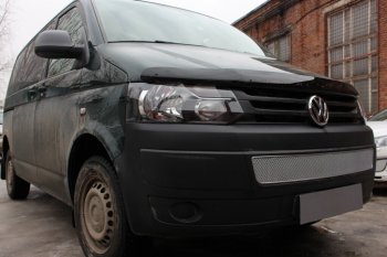 4 299 р. Защитная сетка в бампер (низ, ячейка 4х10 мм) Стрелка11 Премиум Volkswagen Transporter T5 рестайлинг (2009-2015) (Хром)  с доставкой в г. Керчь. Увеличить фотографию 2