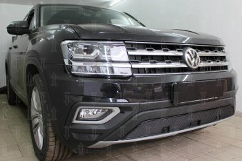 4 499 р. Защитная сетка в бампер (низ, ячейка 4х10 мм) Стрелка11 Премиум  Volkswagen Teramont  CA1 (2016-2020) дорестайлинг (Чёрная)  с доставкой в г. Керчь. Увеличить фотографию 3