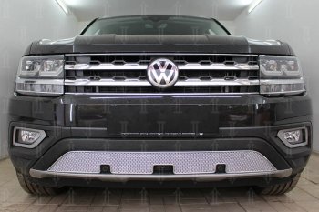 Защитная сетка в бампер (низ, ячейка 4х10 мм) Стрелка11 Премиум Volkswagen Teramont  CA1 (2016-2020) дорестайлинг (Хром)
