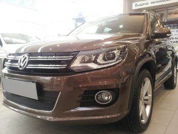 3 899 р. Защитная сетка в бампер (низ, ячейка 4х10 мм) Стрелка11 Премиум Volkswagen Tiguan NF рестайлинг (2011-2017) (Чёрная)  с доставкой в г. Керчь. Увеличить фотографию 3