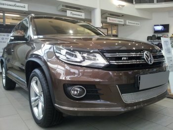 3 999 р. Защитная сетка в бампер (низ, ячейка 4х10 мм) Стрелка11 Премиум Volkswagen Tiguan NF рестайлинг (2011-2017) (Хром)  с доставкой в г. Керчь. Увеличить фотографию 2